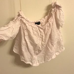 off the shoulder baby pink top